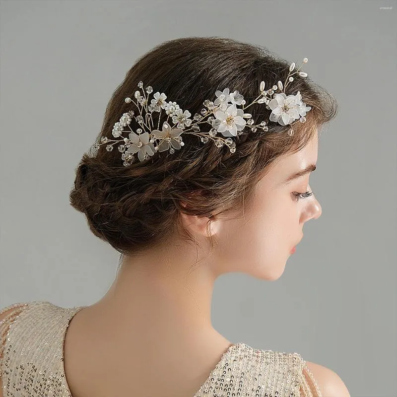 Pinces à cheveux mariée mariage peignes en forme de U bâtons fourchettes fleur blanche casque pour femmes filles fête bijoux accessoires