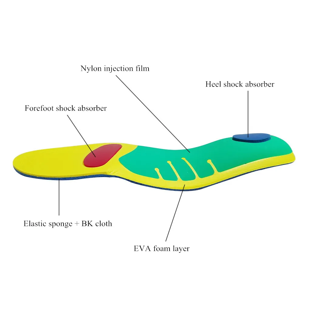 Eva Orthopedic Insoles Flat Foot Arch Support Anti-skid Breatbale Sweat Shock-absorbing Sports Shoes Insoles Inserts Cushion Pad