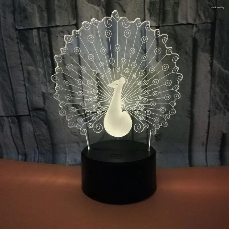 Table Lamps Manufacturers Direct Sales Of Peacock 3d Led Colorful Night Lamp Atmosphere Acrylic Small Creative Gift Desk