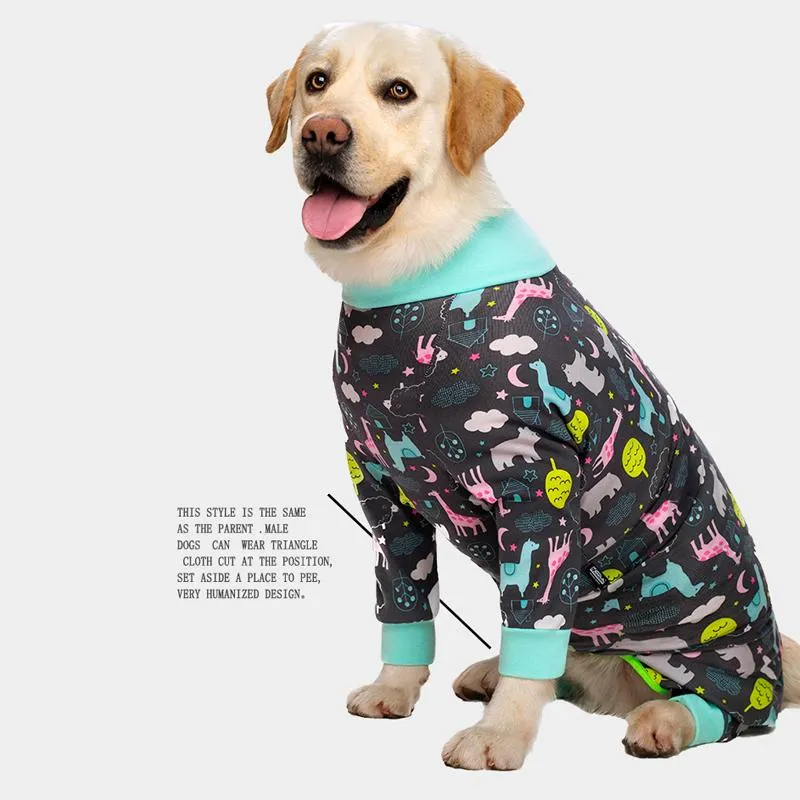 Rompers High Elasticity Pure Cotton Kvinnlig manlig stor hund Onesie Pyjamas Antihair Borttagningskläder för hundar Labrador Jumpsuitdräkt