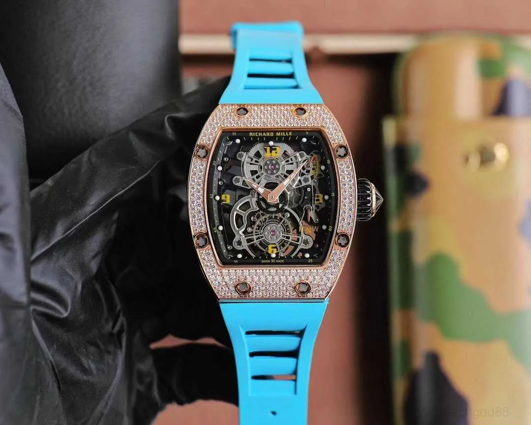 Richard's Mille Watches Diamond Movement Luxury Mens RM17-01 Hollow Tourbillon Designer Trqu New High-End Quality Iced Out Montre Wrist Watch 8p