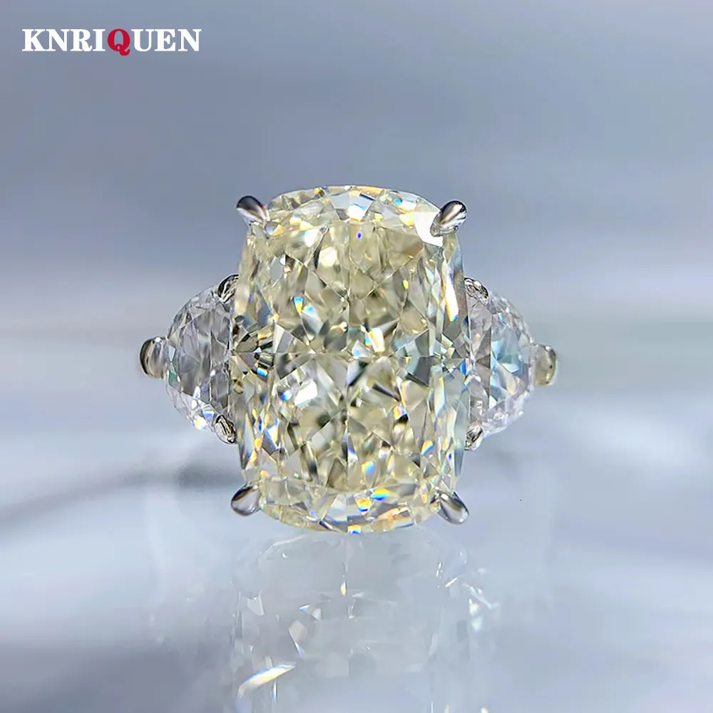 Trend pierścieniowy Solitaire 100% 925 Prawdziwy srebrny 9*13 mm biały g węgla pierścieni diamentów dla kobiet przyjęcie weselne biżuteria Famikie Prezenty 230621