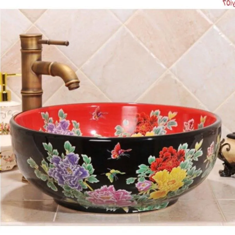Mediterranean style Jingdezhen ceramic bathroom wash basin art counter hot-sellinghigh quatity Icfou