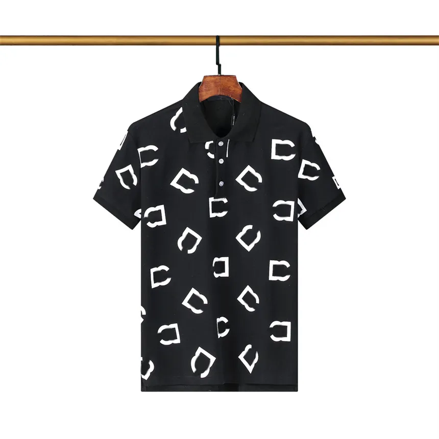 ファッションデザイナーメンズポロスシャツTシャツ夏のカジュアル印刷パターンピュアコットンハイスリートクライスファッションブラックアンドホワイトカラーシャツM-3XL