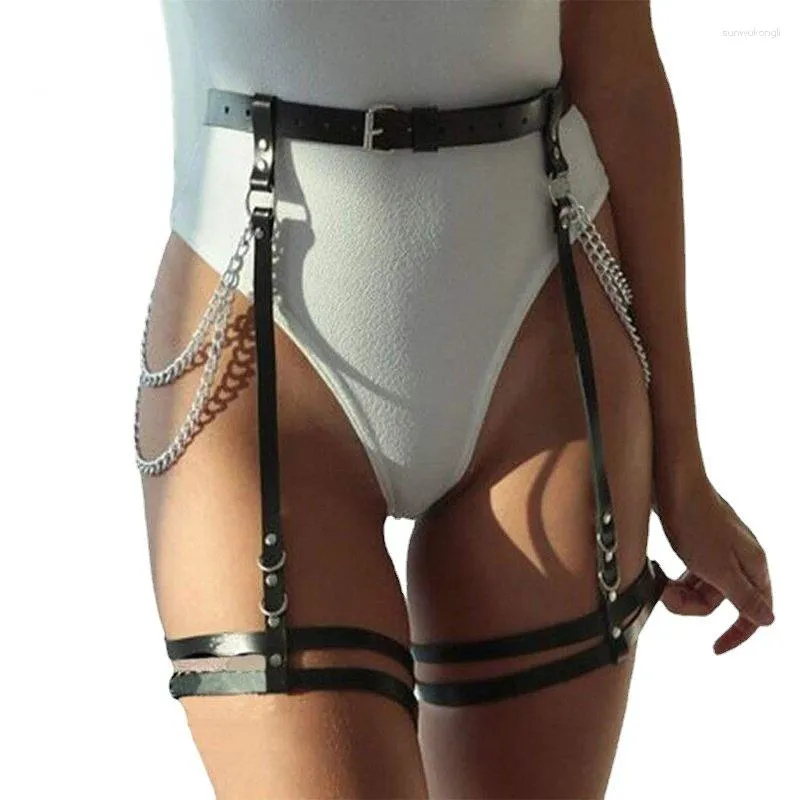 Belts EagleKu Leather Harness Women Leg Cage Waist Belt Bondage Stockings Sexy Thigh Suspenders Harajuku Garter Straps