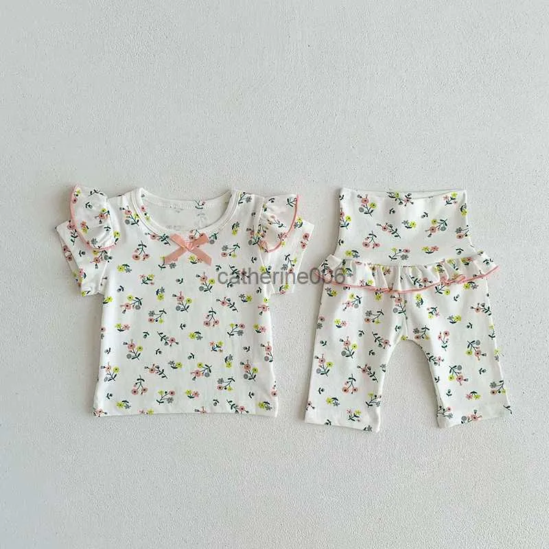 MILANCEL 2023 été bébé vêtements ensemble Floral filles pyjama ensemble à volants filles vêtements de nuit L230625