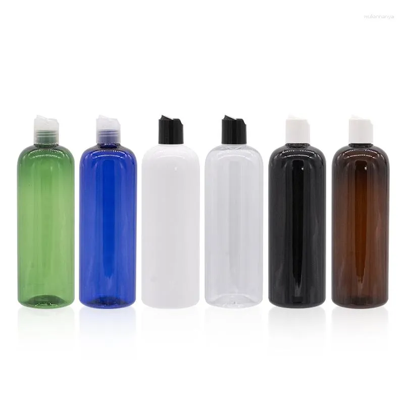 Garrafas de armazenamento 500 ML vazias de plástico PET com disco Tampa superior Maquiagem Cuidados pessoais Shampoo Garrafa Tampa de rosca Cosméticos Recipientes