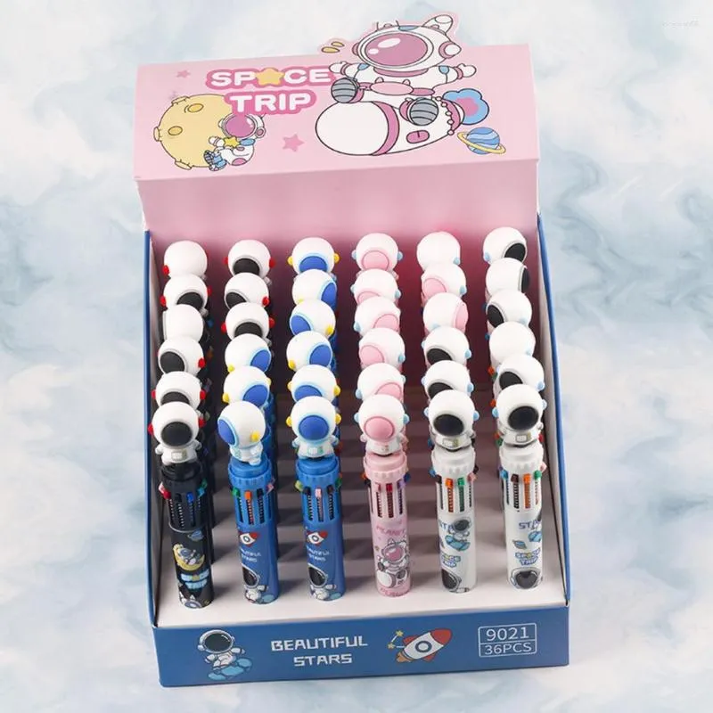 Papeterie Stylo Unique Compact Belle Bande Dessinée Astronaute Forme Dix Couleur Rollerball Fournitures Pour La Maison Stylo À Bille Gel