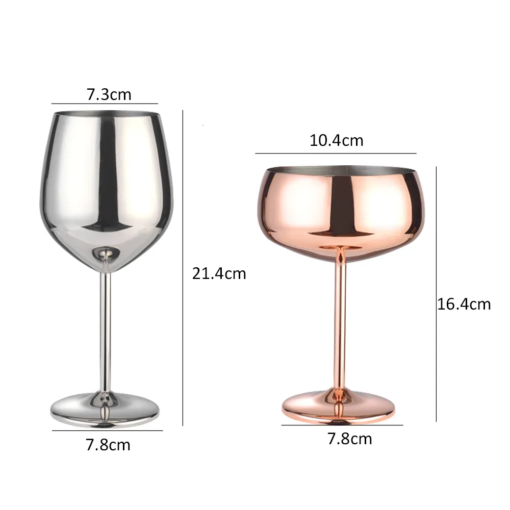 Livole Lot De 4 Verres à Vin Rouge 550 Ml – Acier Inoxydable Noir – Grandes Coupes Ventruées – Indestructibles Pour Cocktails & Champagne