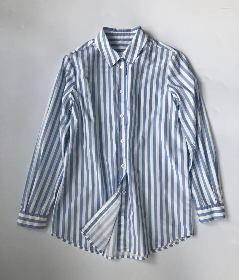 Camicette da donna 7Evening 2023 Top camicia con risvolto a maniche lunghe a righe in cotone da donna Estest