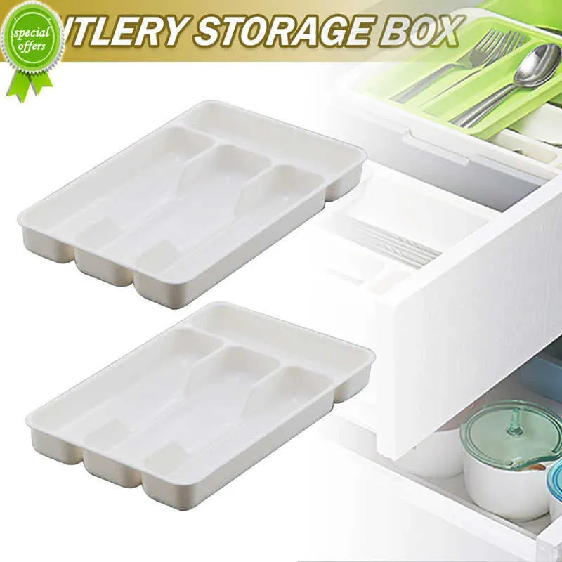 Nuovo organizzatore per stoviglie Vassoio per posate Porta coltelli Porta cucchiaio Forchetta Scatola di separazione Cassetto da cucina Contenitore in plastica Armadio