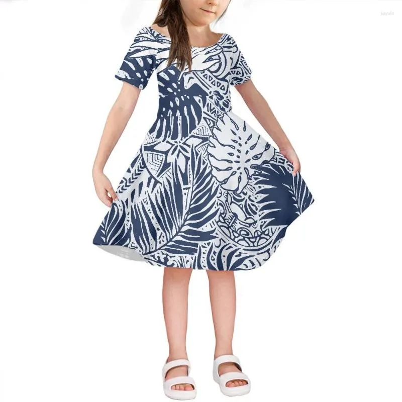 Casual Dresses Girl Plus Size Kids Clothes Wholesale Party Polynesian Tribal Design Summer Girls Dress For Little Boutique