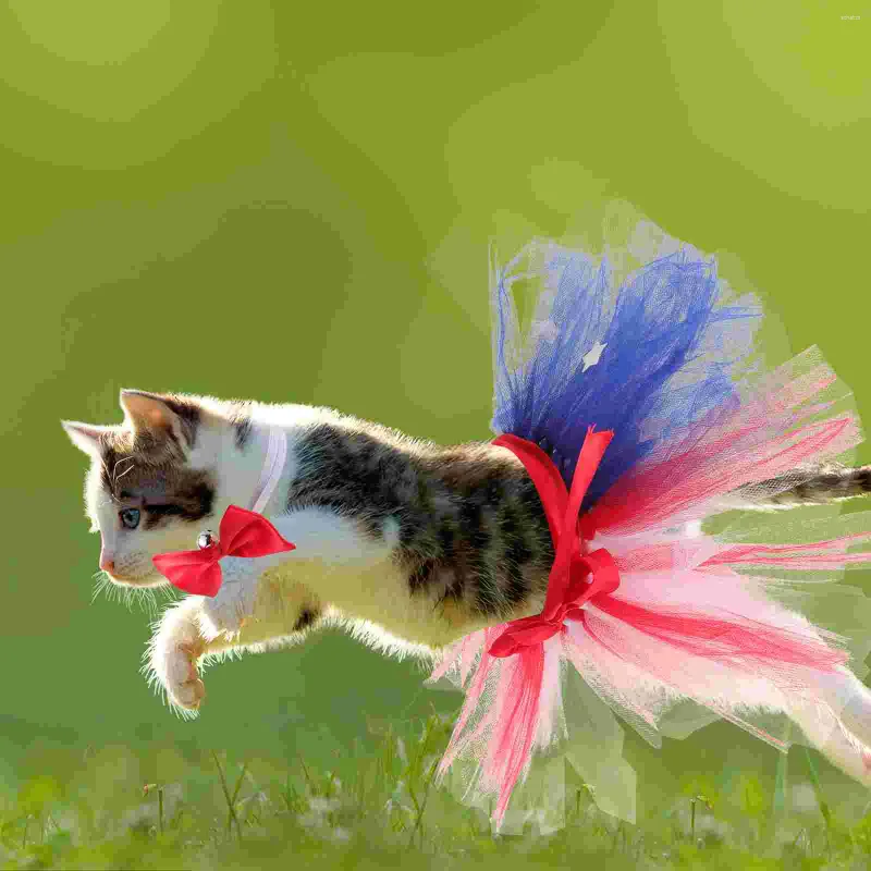 Costumi per gatti Costume patriottico per animali domestici Cani di piccola taglia Giorno dell'Indipendenza Cucciolo Maglia Tutu Gonna Cappelli bandiera americana