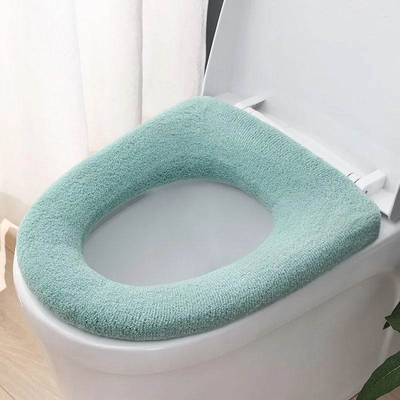 Capas de assento de vaso sanitário almofada macia em forma de O capa de bidê colorida tapete de banheiro quente lavável acessórios de banheiro tricô puro