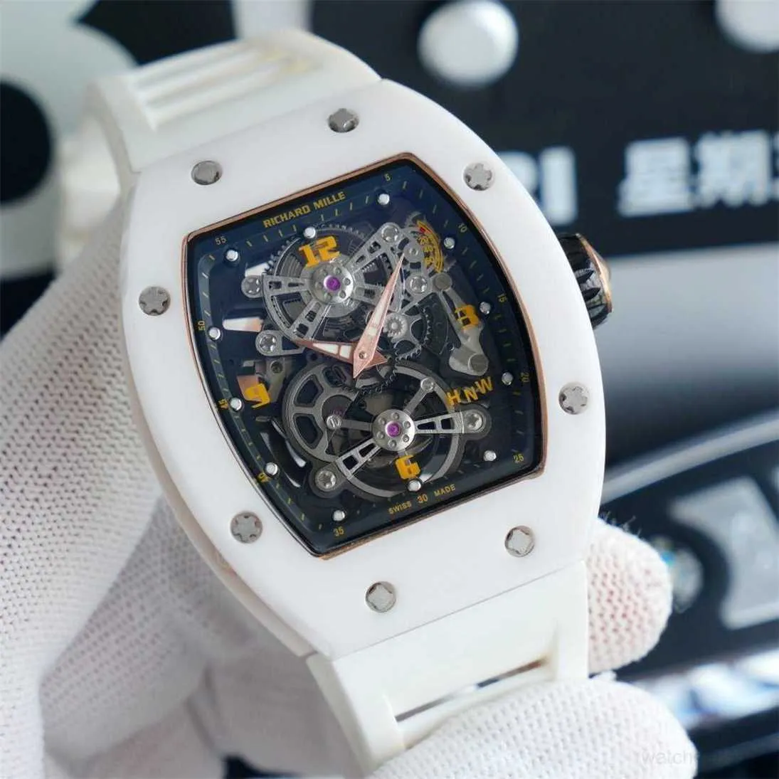 Richard's Mille Watches Mens Movement Diamond Luxury Rm17-01 Hollow Tourbillon Designer Fr0k New High-end Quality Iced Out Montre Wrist Watch 10p