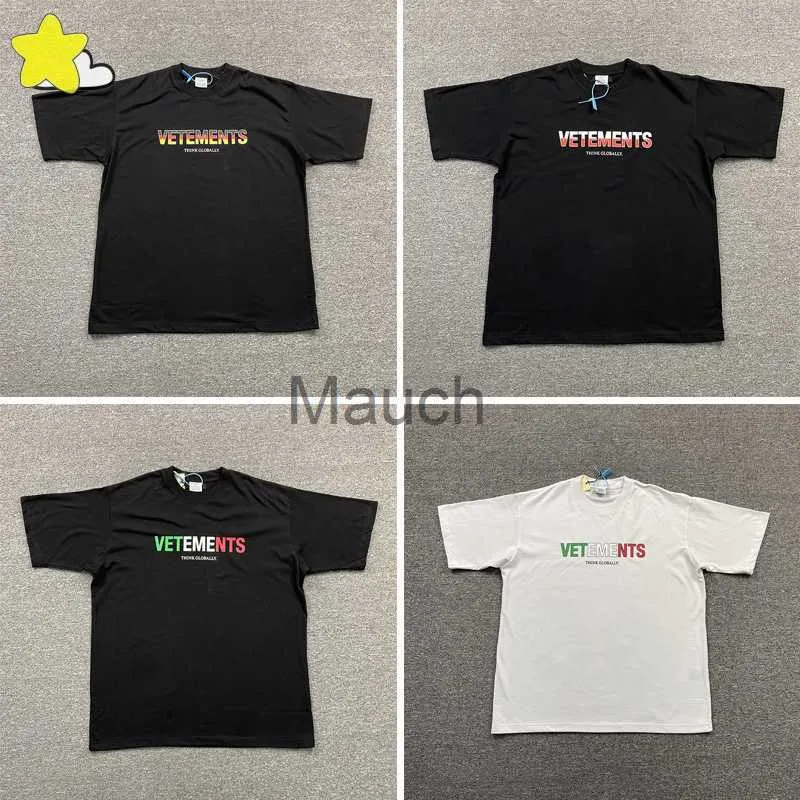 Camisetas Masculinas Vetements Camisetas Masculinas Cloes Bla Branco Bandeira da Polônia Tecido Pesado VTM Oversized Casual Manga Curta Tinta Bordado Globalmente J230625