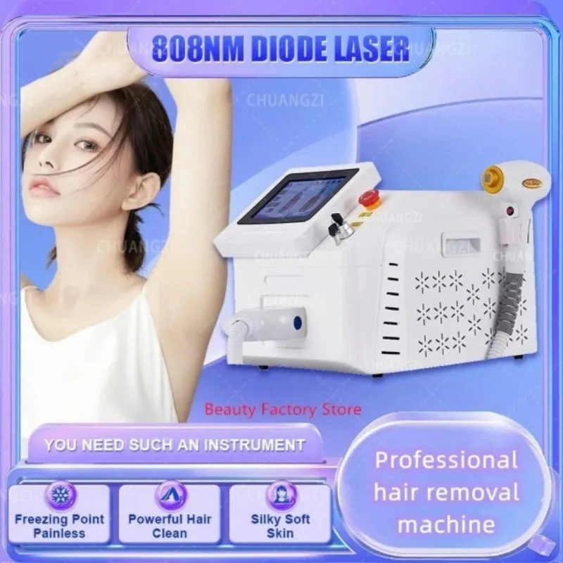 2024 808NM Diode laserowe do usuwania włosów maszyna profesjonalna piękno 755 808 1064nm całe ciało stałe bezbolesne włosy Usuń maszynę