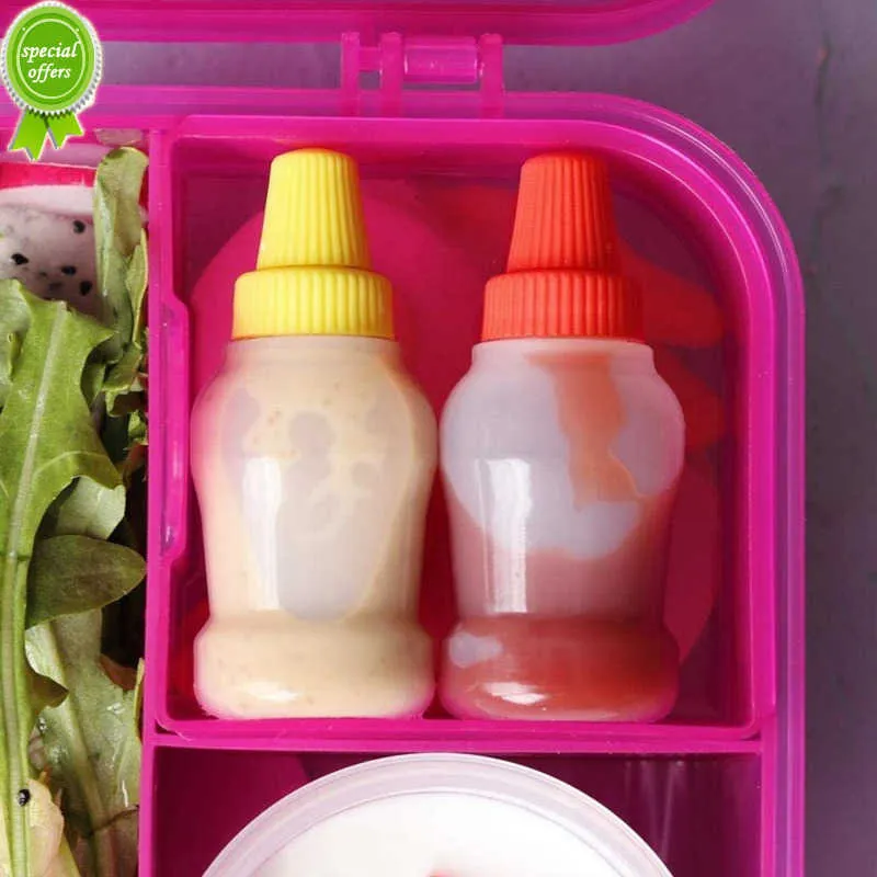 Aderezo para ensaladas Ketchup Squeeze Jar Mini Condiment Squeeze Bottle Container Plastic Portable Lunch Box 2pcs / set