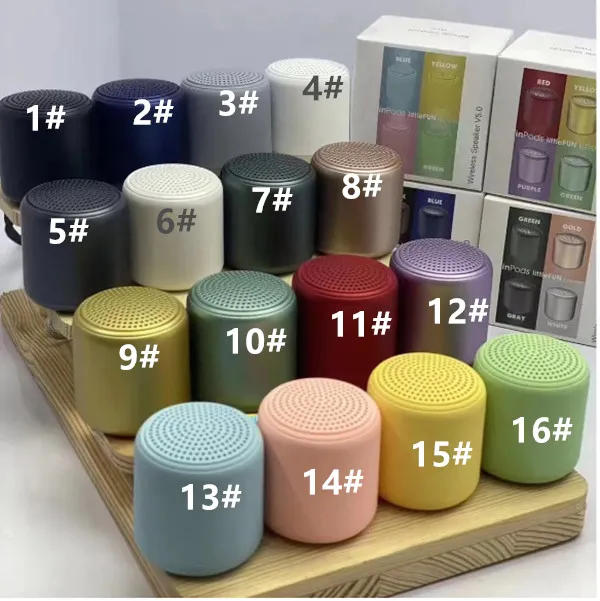 Inpods LittleFun mini Speaker Macaron Metal Bluetooth Speakers Draadloze Draagbare Soundbox TWS True Luidspreker Outdoor 16 kleuren