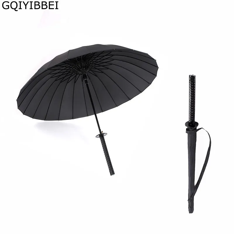 Umbrellas Creative Long Handle Large Windproof Samurai Sword Umbrella Japanese Ninja like Sun Rain Straight Automatic Open 230625