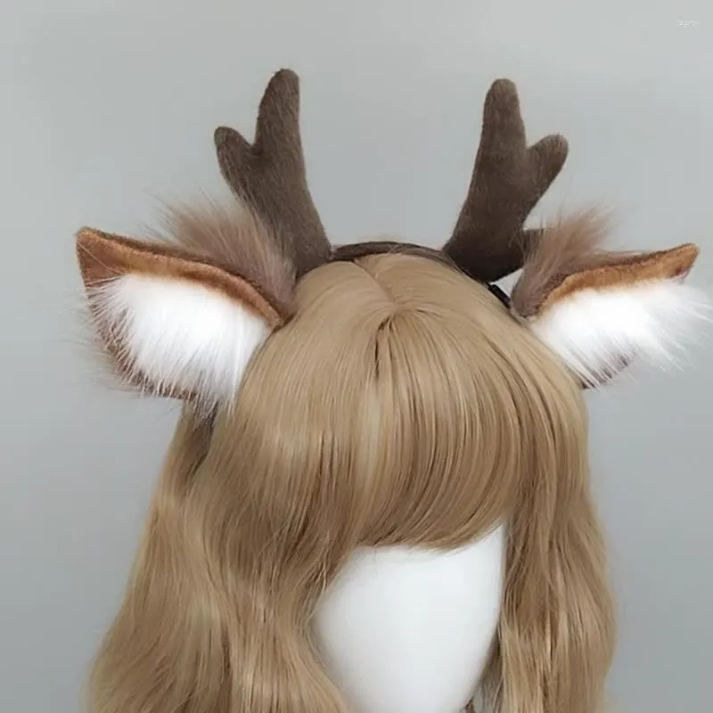 Forniture per feste Lolita Hair Hoop Peluche Deer Ear Antler Fascia Cosplay Prop Band Copricapo Dress Up Kawaii Accessorio