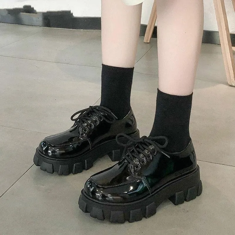 Skor svart chunky plattform klackar Mary Jane skor lolita plattform skor oxfords kvinnor skol uniform studentskor flickor kawaii pumpar