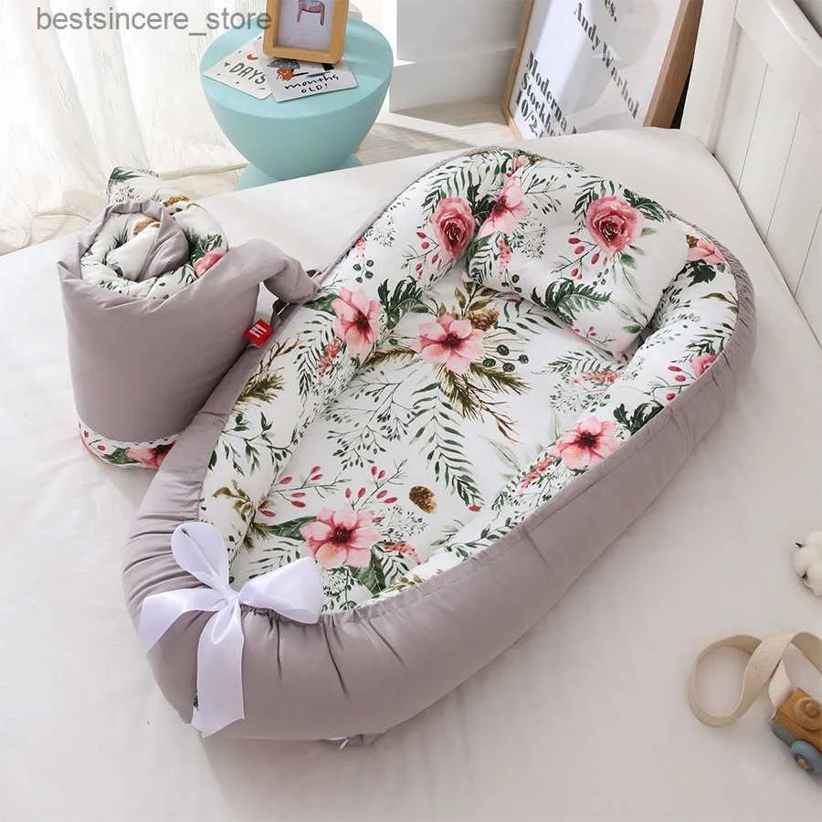 85 * 50 cm Lit nid de bébé avec oreiller et couette 3 pièces / ensemble Nouveau-né Portable Berceau Voyage Bébé Berceau Berceau Couffin HKD240122