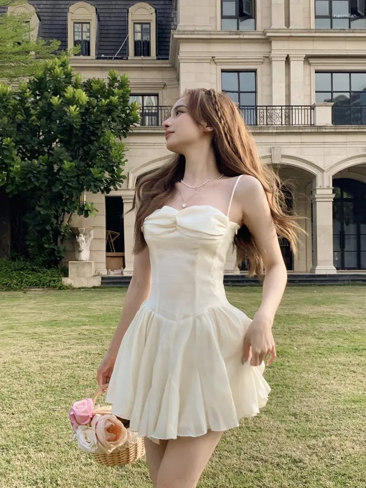 2023 Sexy Beige Ruched Bra Beige Corset Top Mini Dress With Spaghetti Straps Perfect For Casual Parties And Skating From Naomillan 24.67 In Bulk DHgate.Com