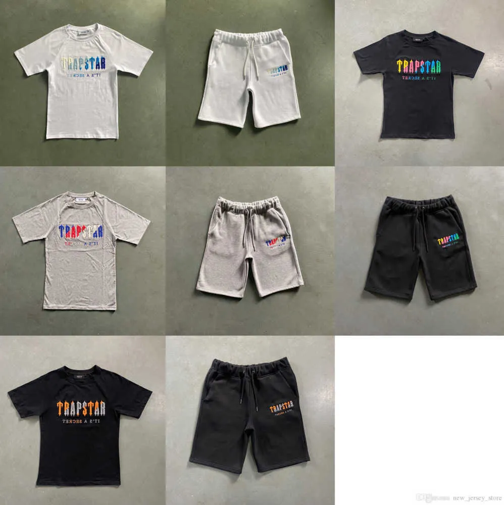 Summer Trapstar Man Designers Kläder Kvinnor Korta T Skjortor Tracksuit Mens Tees eller Shorts Sport T-Shirt High Street Design of Motion 74ESS