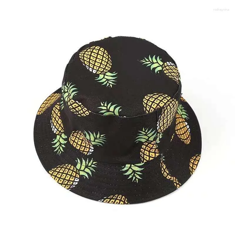 Berets Panama Bucket Hat for Women Summer Cap Men Banana Print Bob Hip Hop Gorros Fisherman Sun