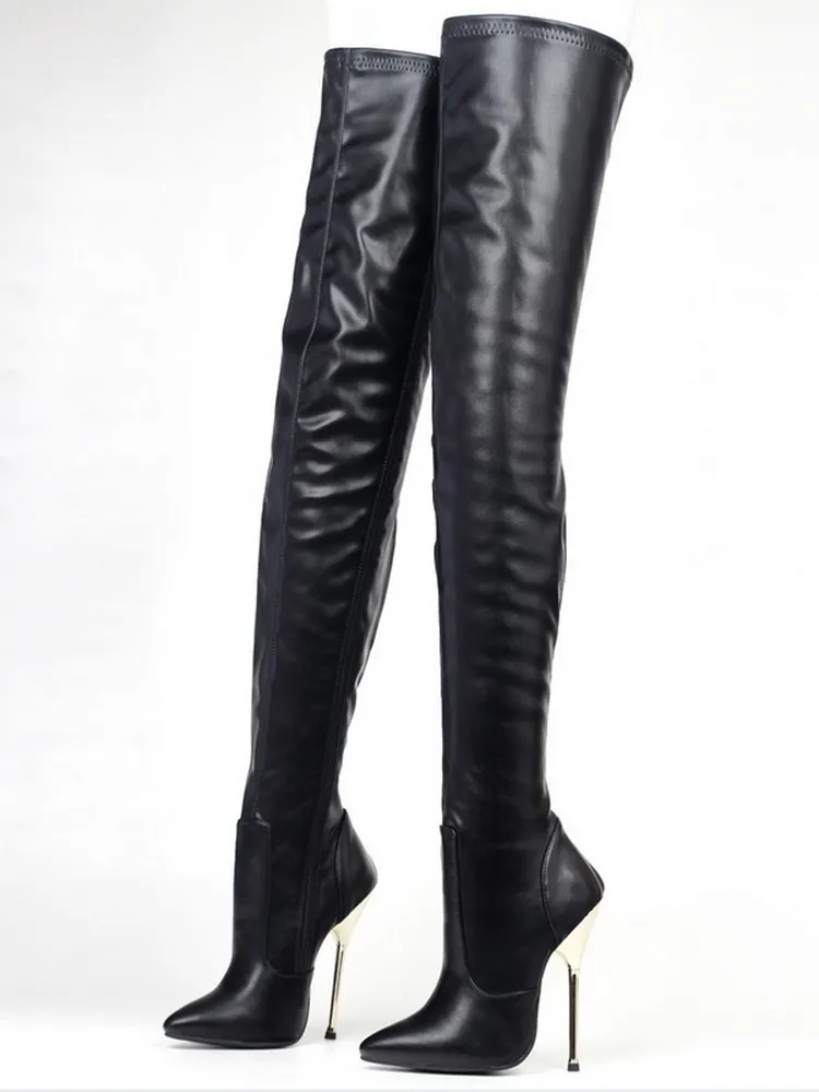Mens thigh top high leather boots