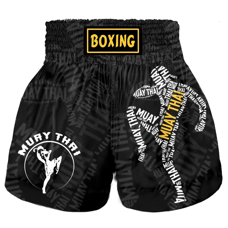 Andra sportartiklar Custom Muay Thai Shorts Män Kvinnor Professionell Tävlingsträning Pants MMA BJJ Tryckt Fitness Sportwear T Shirt Boxing Suit 230621