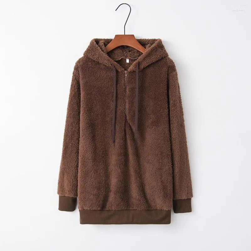 Ytterkläder vinter kvinnor sherpa hoodies plus size fleece hooded pullover lös fluffig kappa varm streetwear