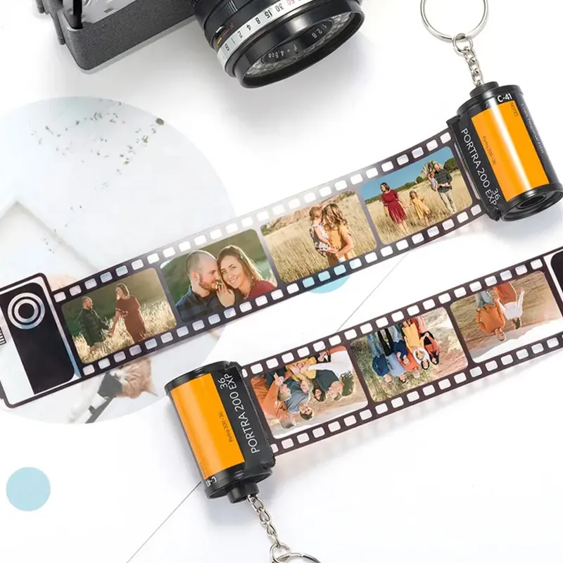 wholesale Sublimation Blank Custom Photo Film Roll Keychain Personalized  Camera Keychain Reel Album