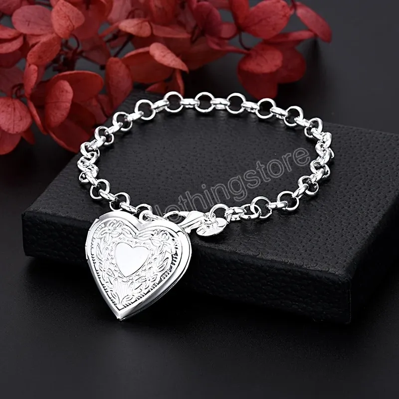 Mode Originele 925 Sterling Zilveren hartvormige frame hanger Armbanden voor vrouwen party bruiloft Accessoires Fijne Sieraden geschenken