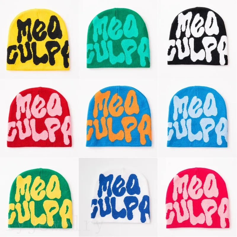 Designers de chapéu mulheres mea culpas gorros multicolor outono inverno gorras moda hiphop amantes macios carta impressão de malha chapéus convenientes PJ090 C23