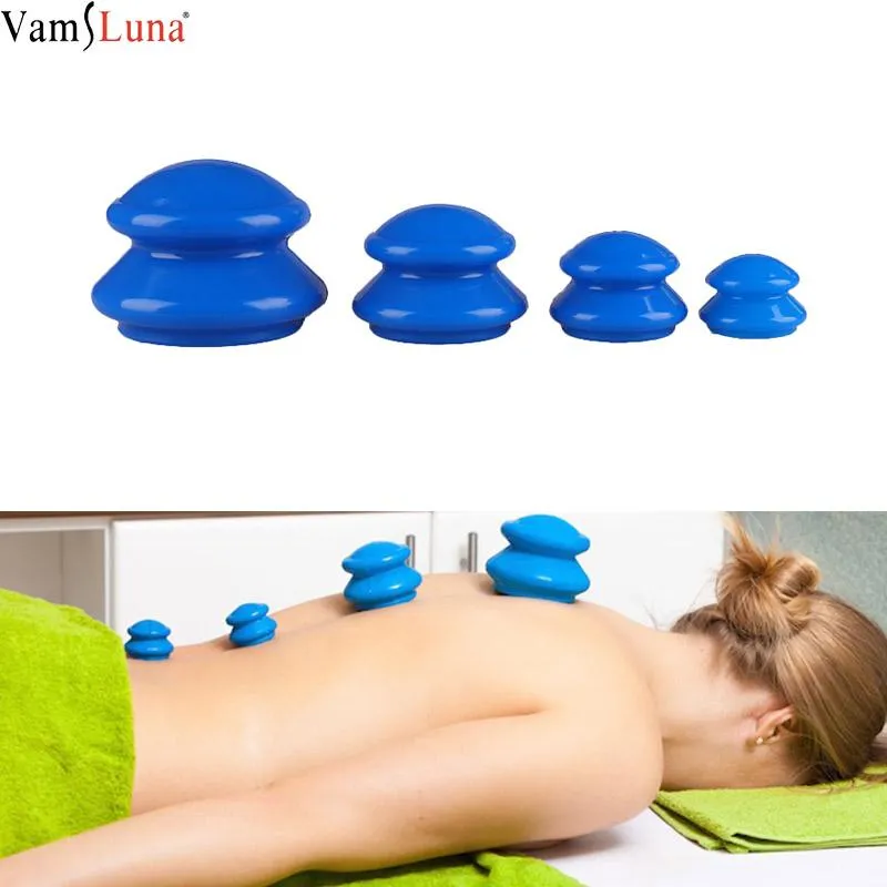 Massaggiatore 4 pezzi Anti Cellulite Coppette in silicone sottovuoto Spa Vasetti per massaggio corpo viso Coppettazione medica cinese Set di coppette per aspirazione