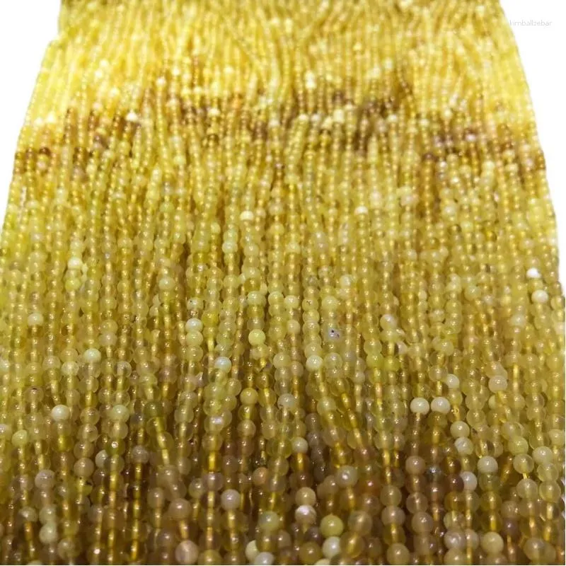 ゆるい宝石ビーズ丸い黄色のオパール4mm卸売DIYジュエリーネックレス36cmの卸売