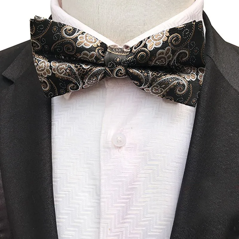 Klasyczne samooczepowe krawaty dla mężczyzny Paisley w paski kwiatowe męskie bowtie jedwabna krawat ślubne jacquard koszulka Bowtie Wedding Bowties