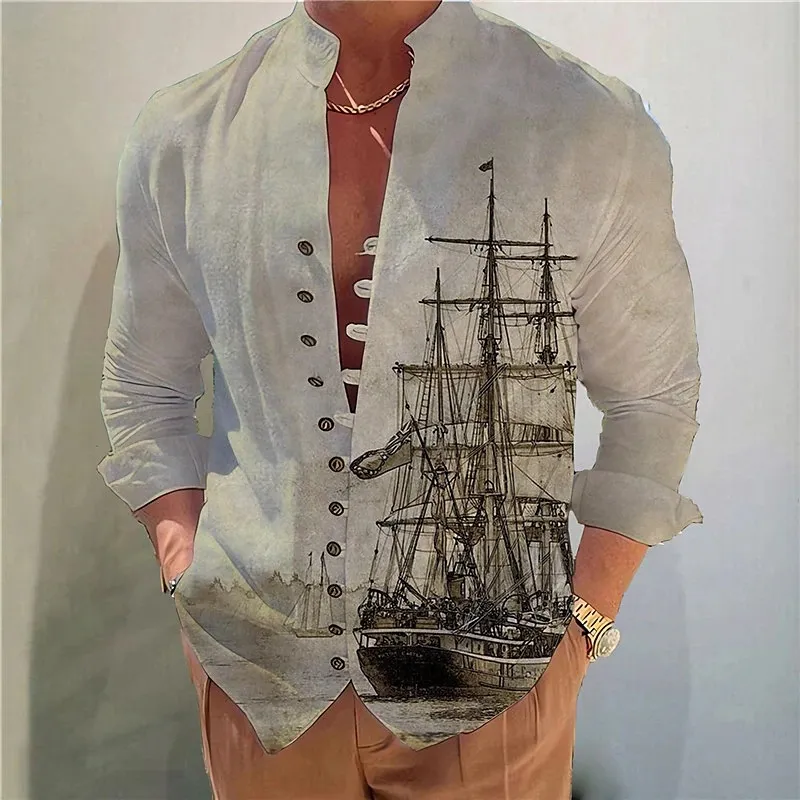 남성 블라우스 셔츠 고급 의류 여름 탑 긴 소매 남성 디자이너 캐주얼 인쇄 패션 의류 셔츠 비치 스타일 셔츠