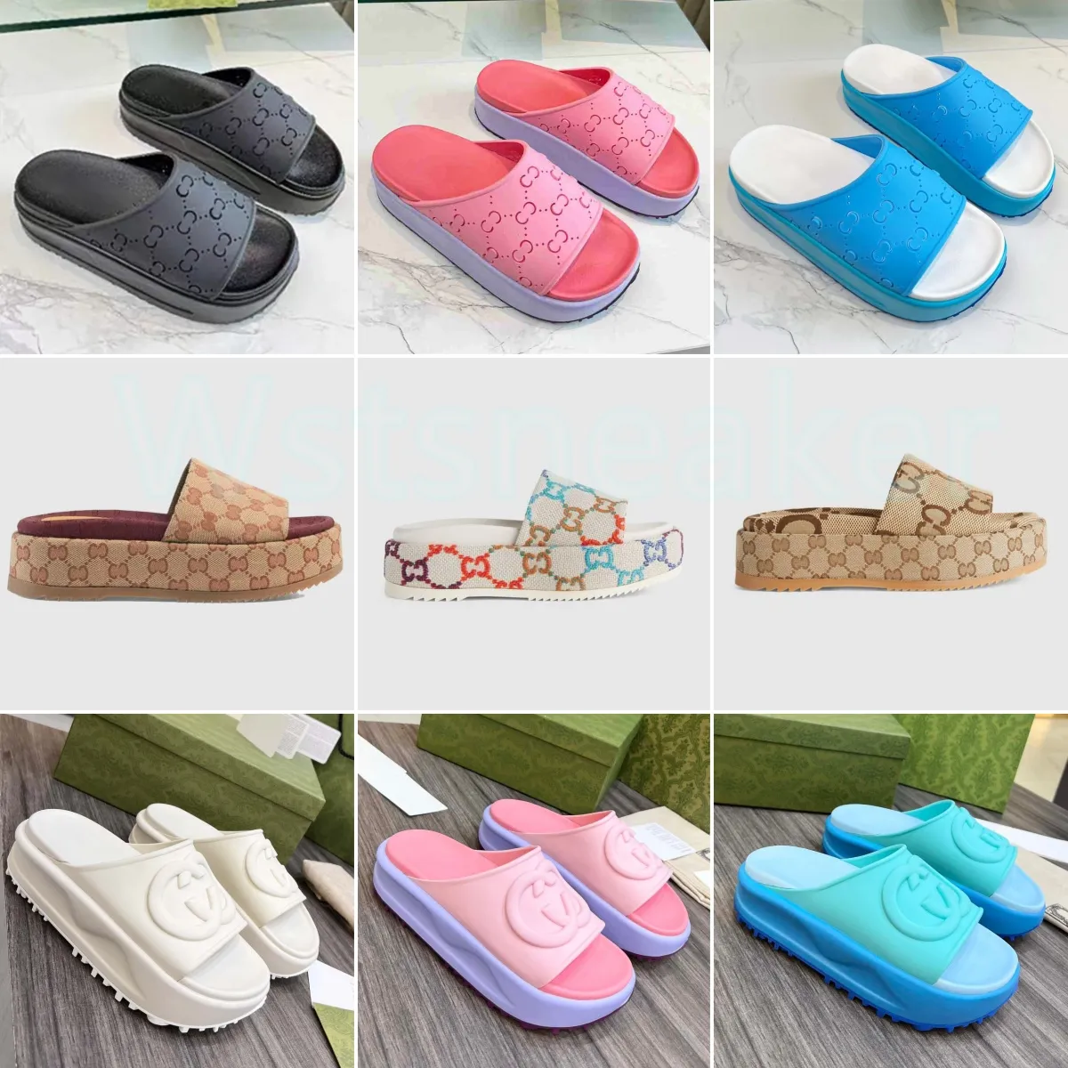 Kadınların erkek Macaron Kabartmalı Slaytlar G Kauçuk Sandals Ünlü Tasarımcı Kadınlar İçin Platform Sandalet Slayt Lüks Tasarımcı Sandalet Sandalet Flip Flops 2023