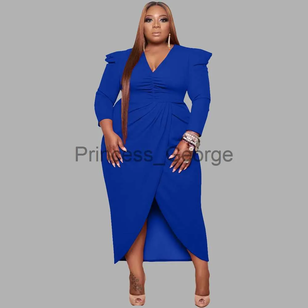 Casual Dresses Women's Clothing Sexy New Style Long Sleeve V Neck Urban Plus Size Evening Dress 5xl Solid Color Elegant Party Dresses Wholesale x0625