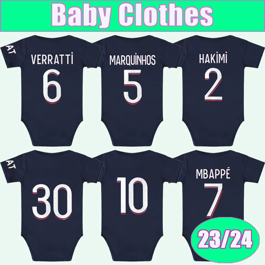 23 24 Mbappe Verratti Baby Clothes Soccer Jerseys Hakimi Marquinhos Kimpembe Fabian Vitinha Home Football Shirt