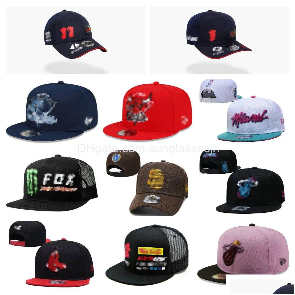 Casquettes de balle Snapbacks Chapeaux de basket-ball Tous les concepteurs d'équipe réglables Chapeau de seau ajusté en coton brodé Bonnets en plein air Spor Dhk6t