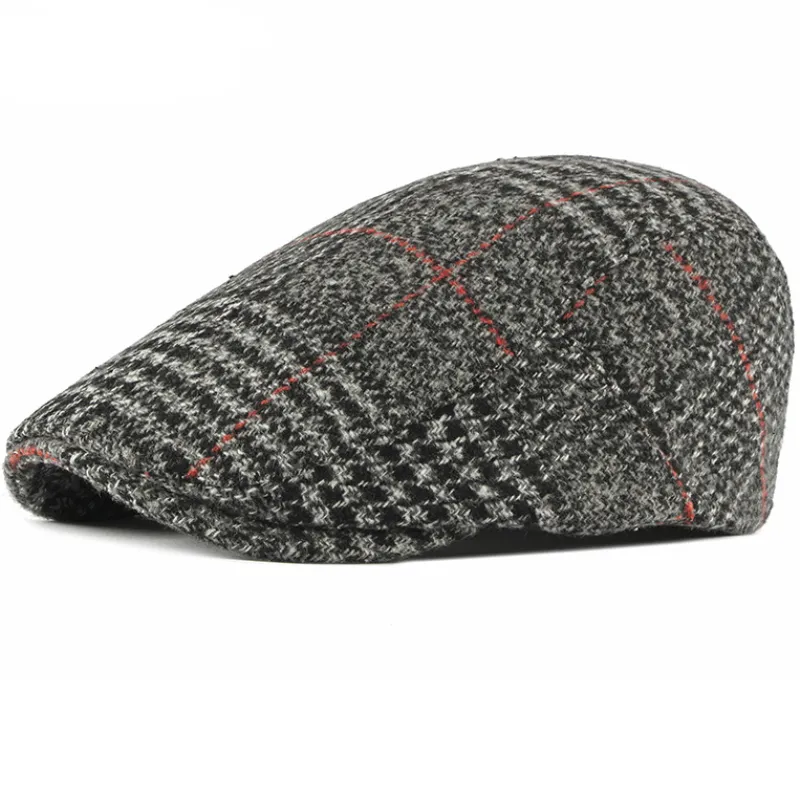 Ht2701 beret cap jesień zimowy kapelusz wełny vintage men mężczyzn berety regulowane retro bluszcz newsboy flat cap malarz malarz