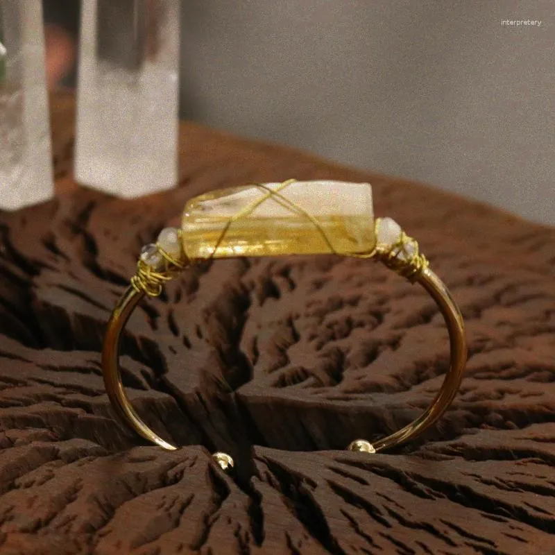 Bangle Gold Bracelet Оригинальный хрустальная медная леди -манжетка цитрин