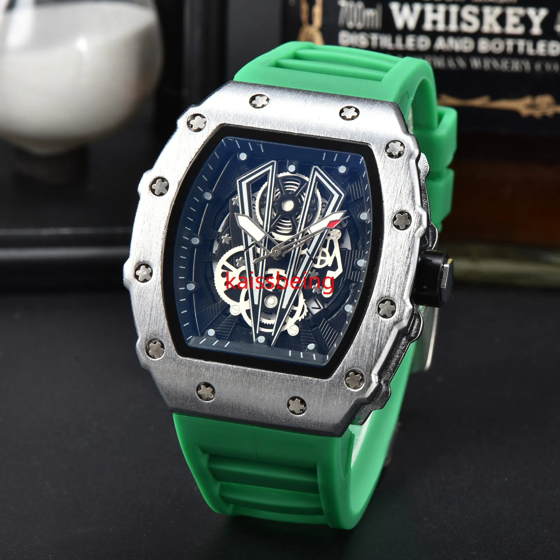 Reloj Hombre Top R Luxusmarke Armbanduhr Mode 3 Pin Quarzuhr Persönlichkeit weinfassförmige Herrenuhr 518