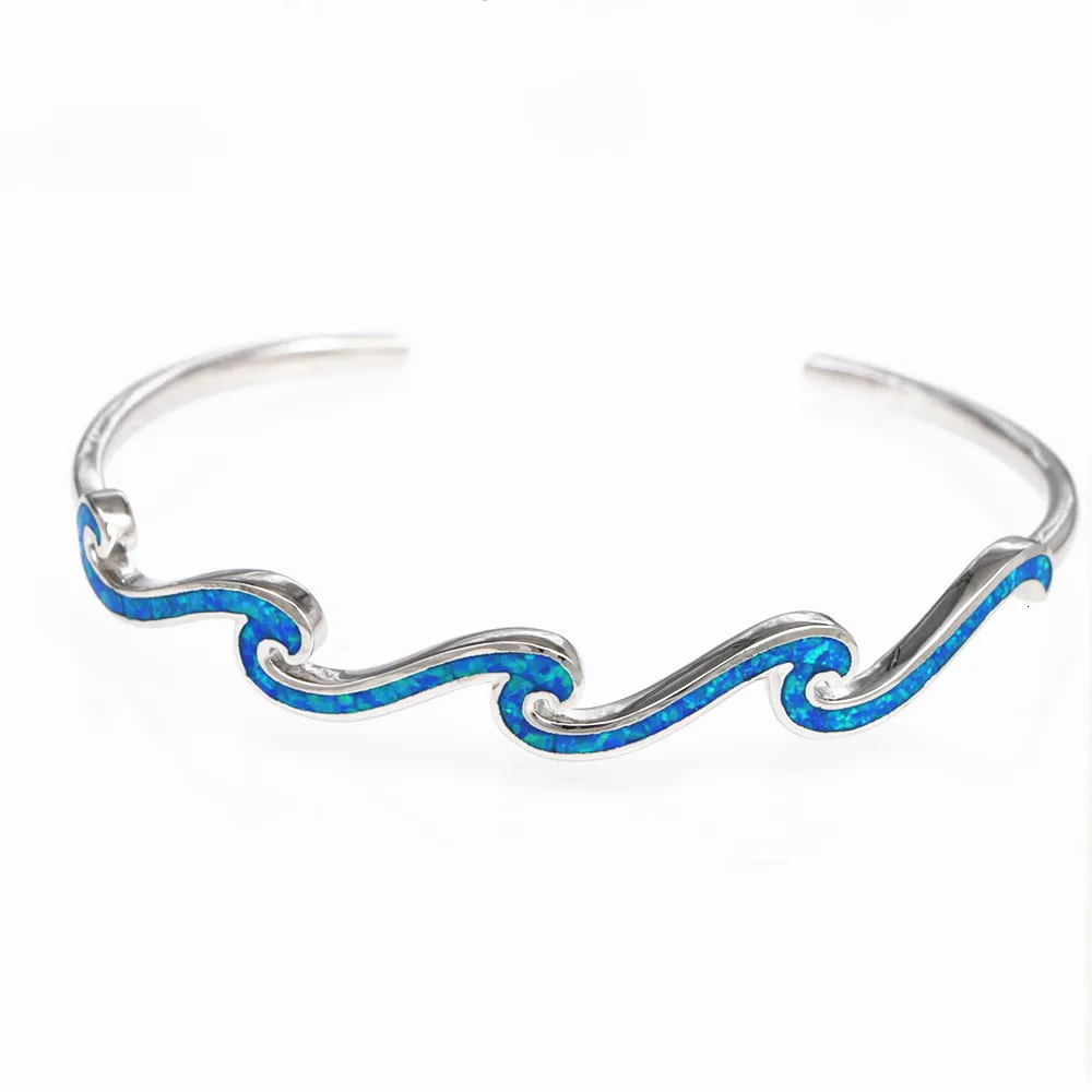Chaîne vague bleu opale bracelet jonc pour femmes mode été plage bijoux 230621