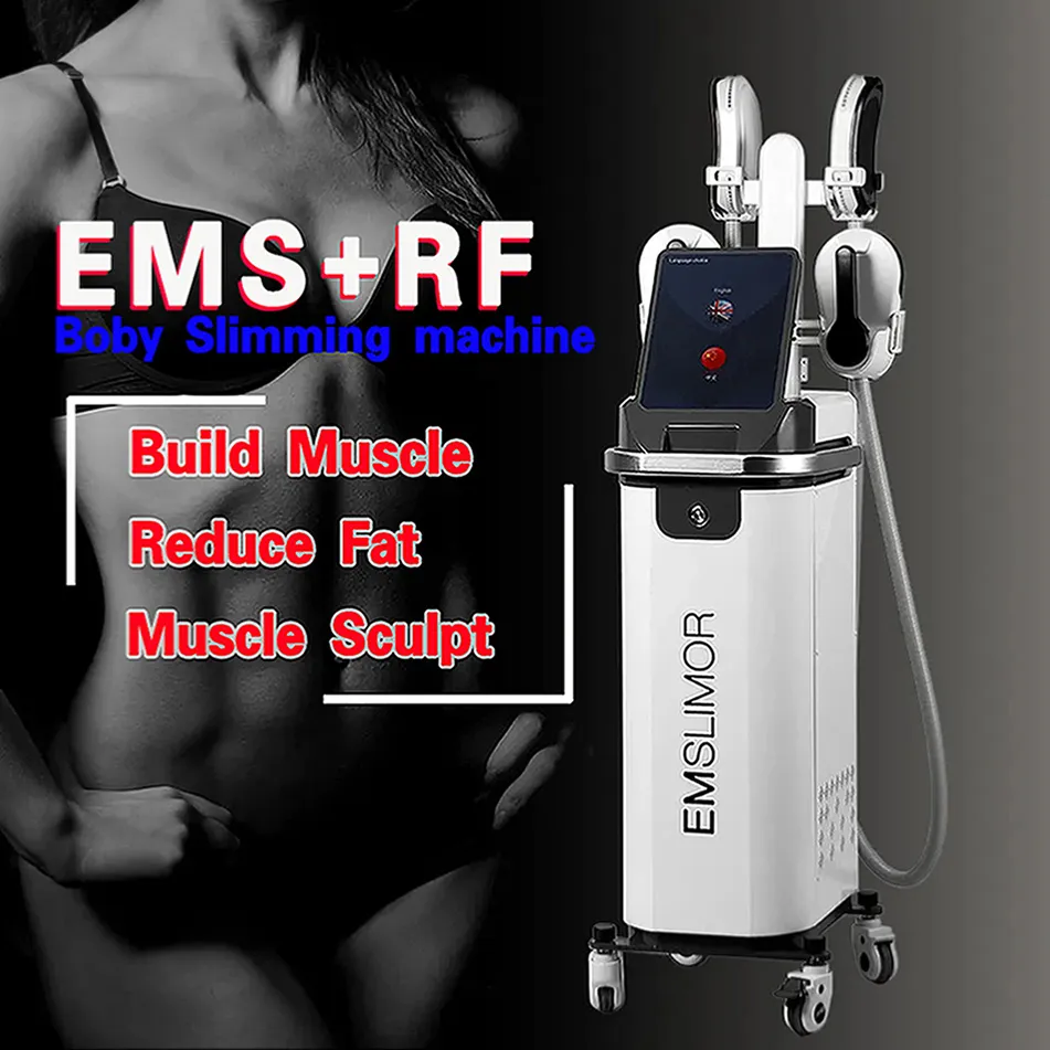 EMS RF Slimming beauty equipment High Intensity Pulsed Electromagnetic Muscle Stimulator Fat Burning Buttock Lifting Shaping Fitness instrument 4 handles