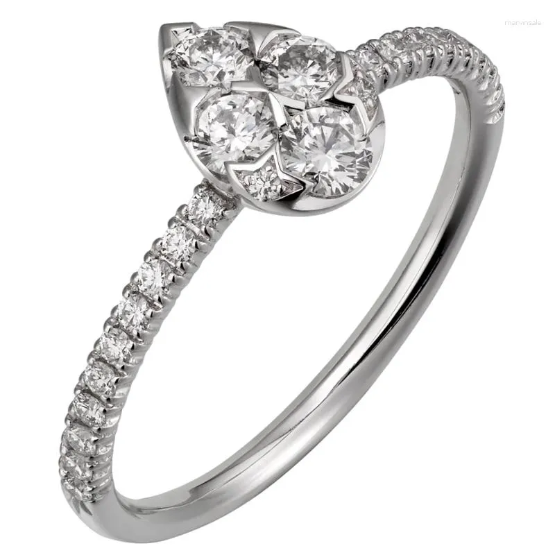 Anelli a grappolo 18K Au750 Anello in oro rosa Donna Anniversario di matrimonio Fidanzamento Pera Goccia d'acqua Moissanite Diamante Elegante Romantico Trendy